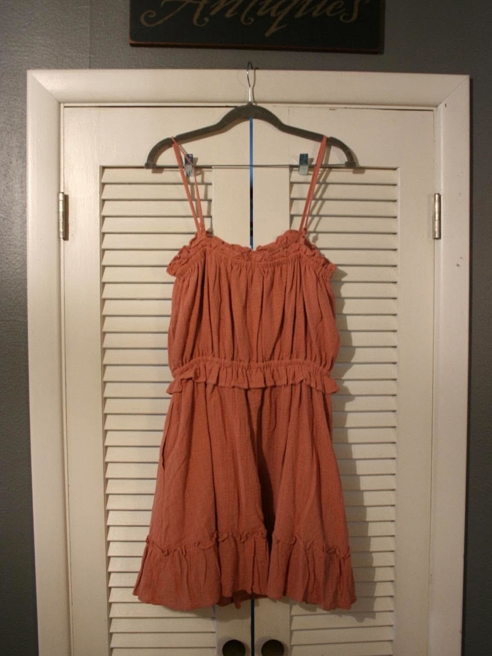 Smocked Rust-Pink Spaghetti Strap Mini Dress for Women